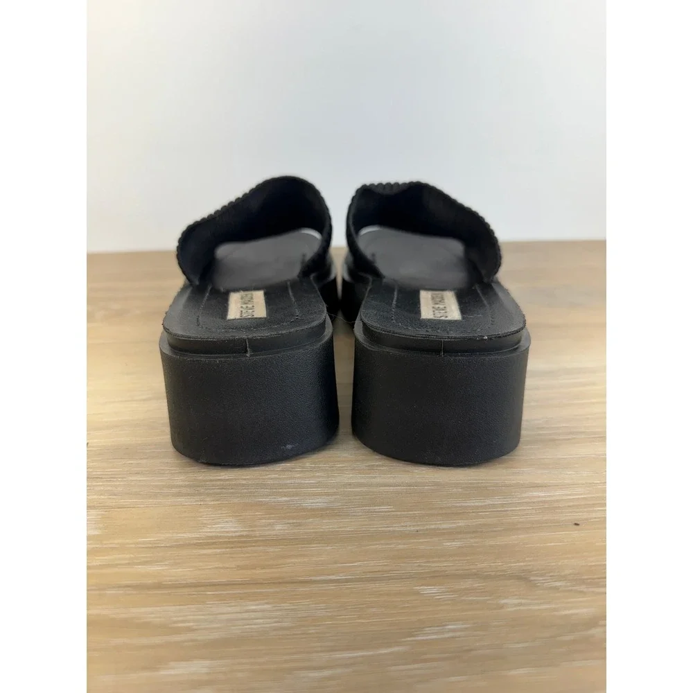 Steve Madden Platform Sandals Knit Slip On Black Vintage Y2K Retro Chunky 6.5
